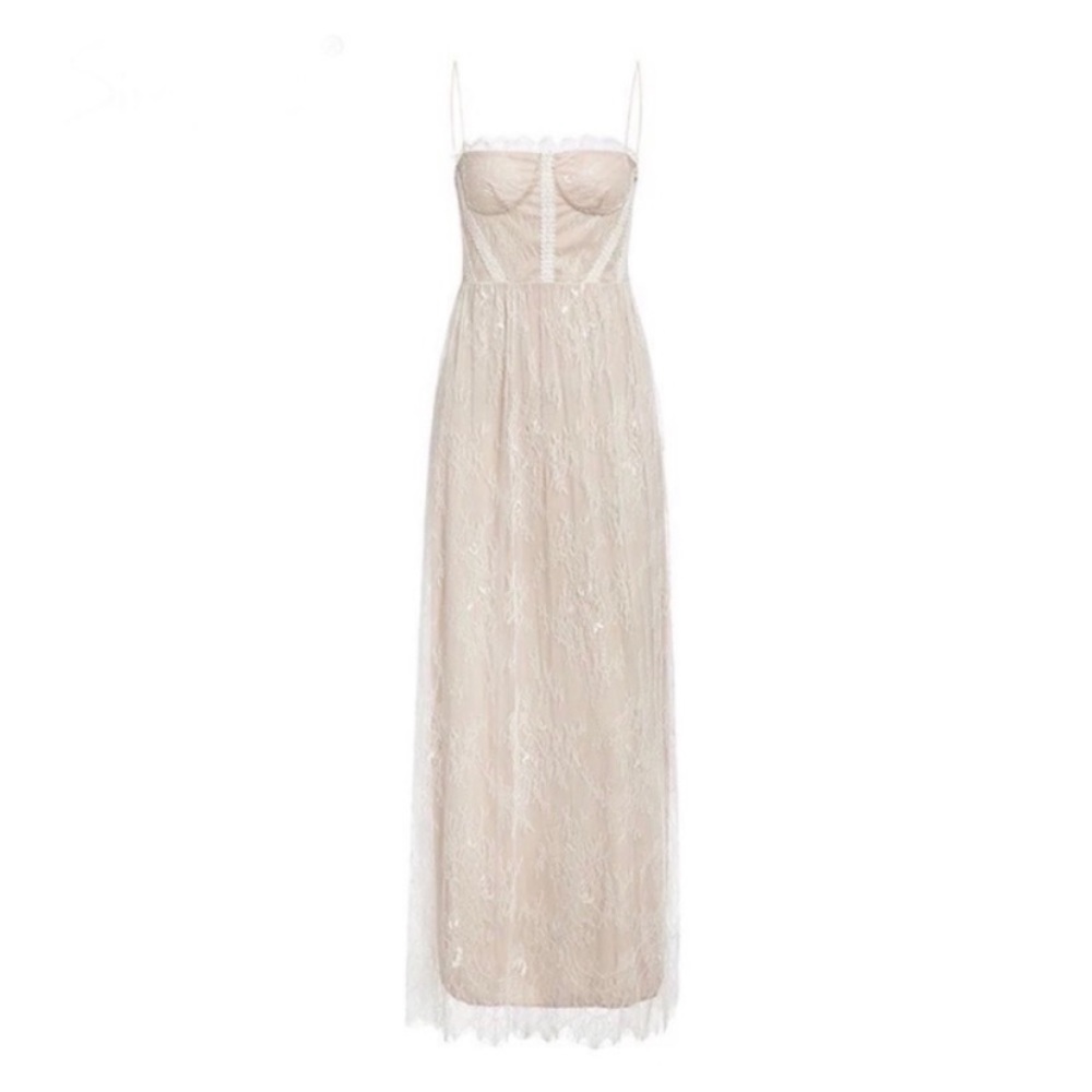SOLD OUT Romantic Eyelash Lace Embroidered Sheer Maxi Dress - Picture 4 of 6